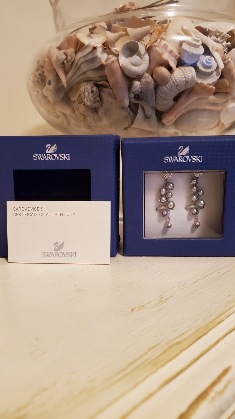 NEW Swan Signed SWAROVSKI Rumor Earrings – #1145703 long dangle cluster balls