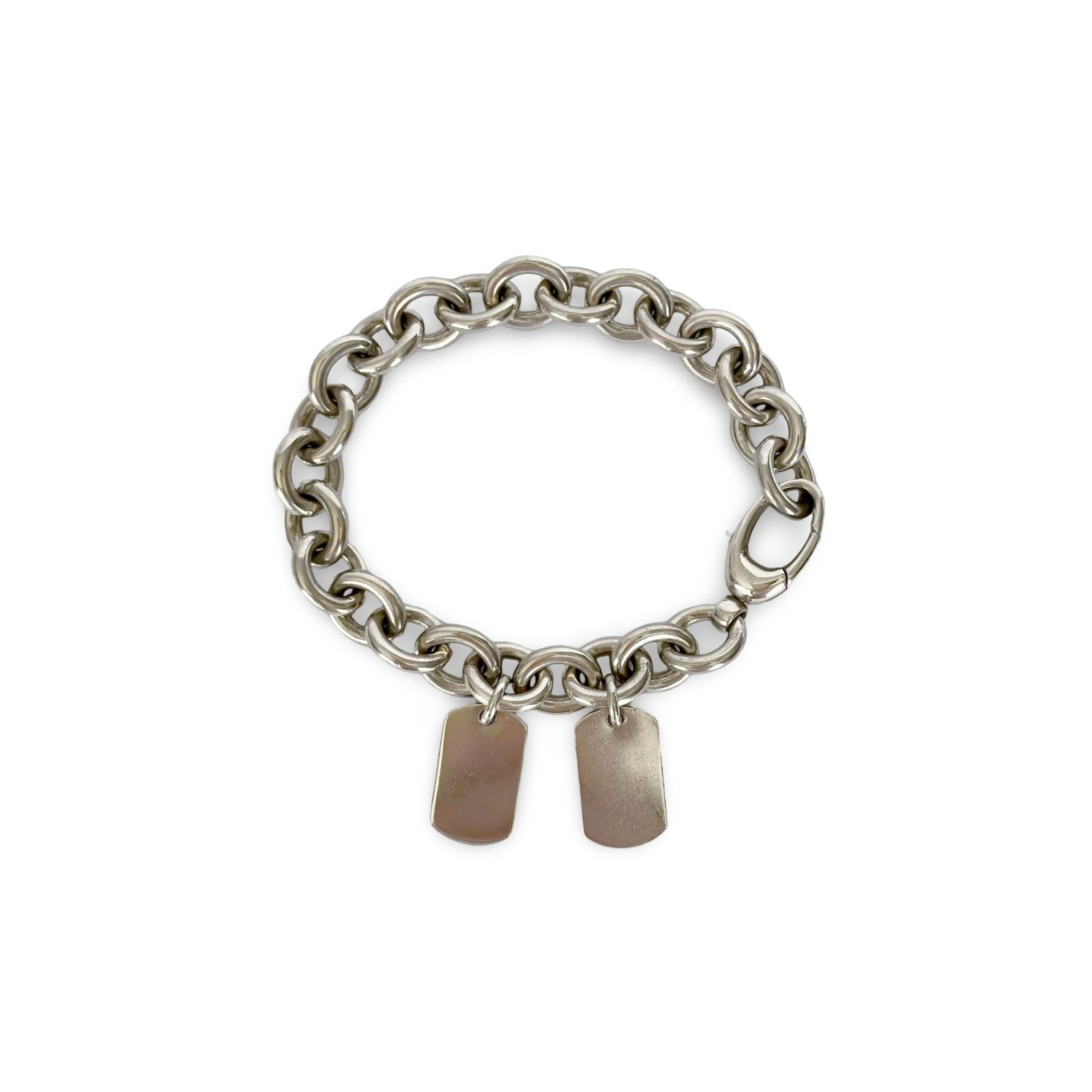 GUCCI Bracelet Double Dog Tag Donut Chain 925 Sterling Silver Comes with Box