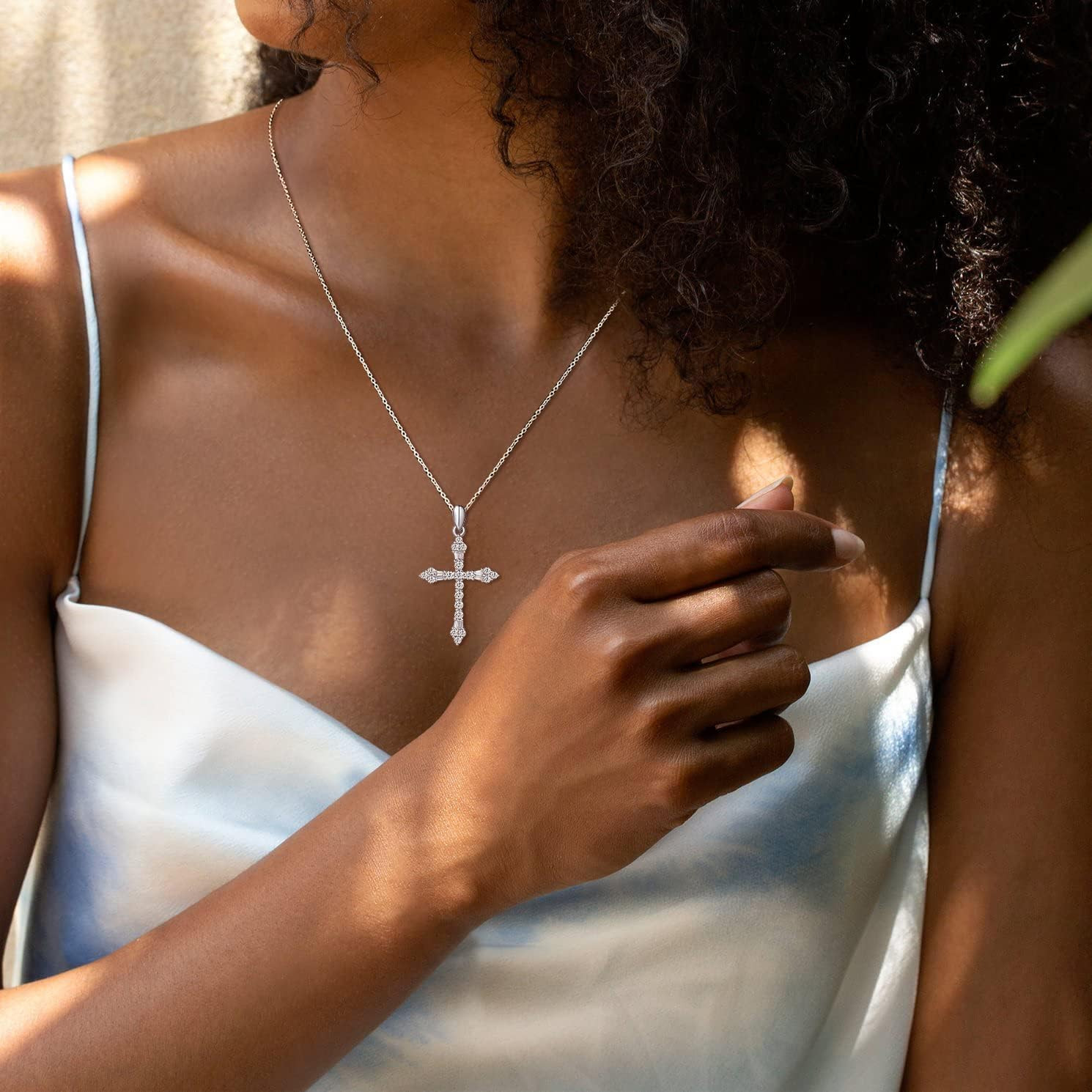 Cross Necklace for Women Sterling Silver Cubic Zirconia Twisted Cross Infinity O