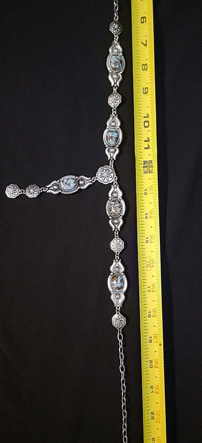 Turquoise Western style necklace Costume Jewelry Turquoise/silver V Neck Long