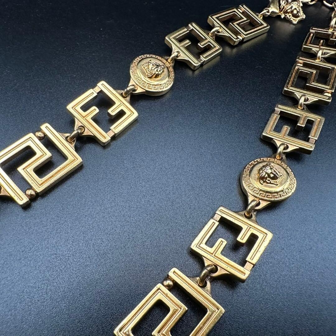 FENDACE Fendi Versace Gold Statement Logo Necklace Boxed Unisex 17.7in 2159