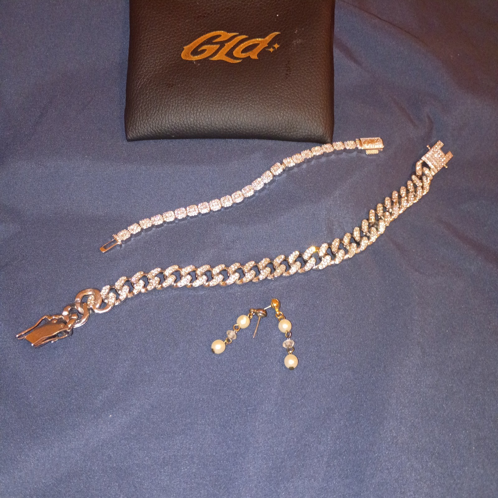 His & Hers! GLD Shop Mens Cuban Chain Woman’s Tennis Bracelets 14K GP +Earrings!