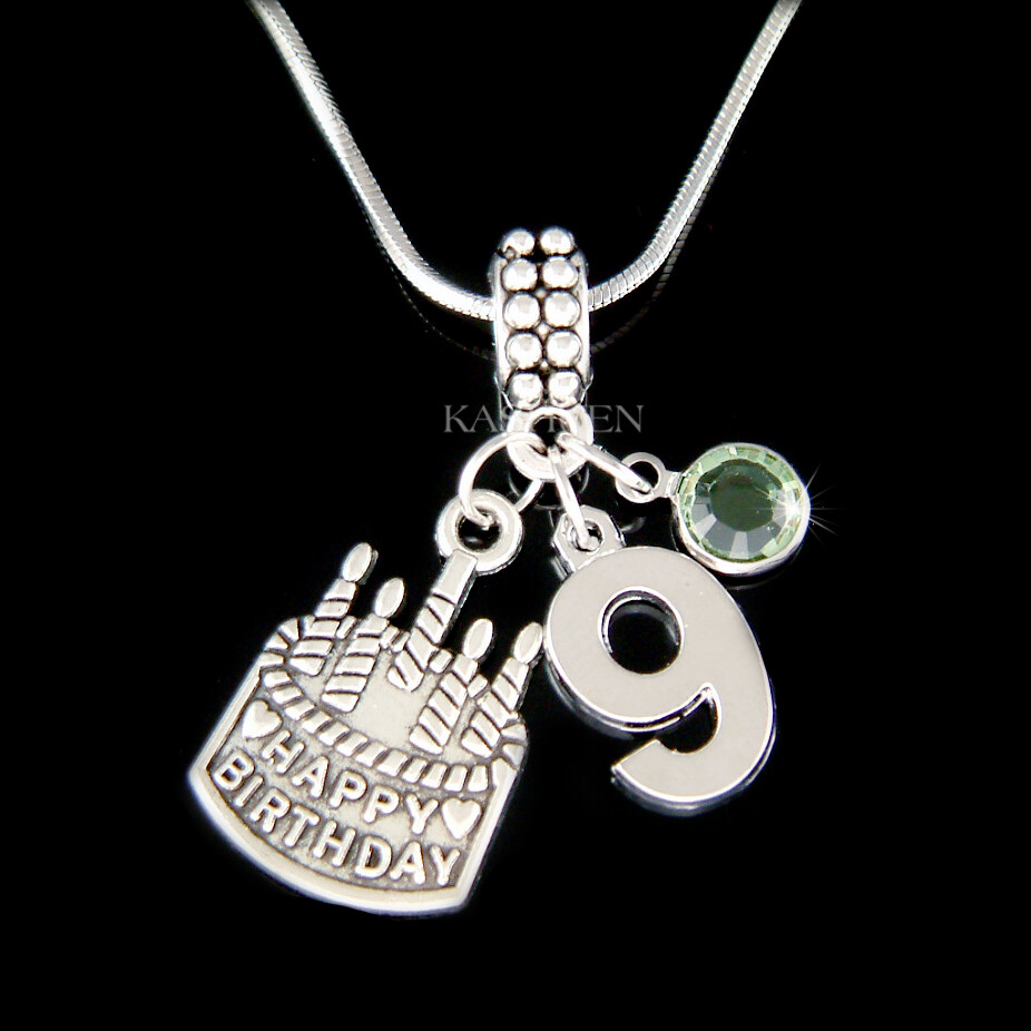 ~Happy 9th Birthday Cake~ Gift Number 0 1st 2nd 3rd 4th 5th 6th 7 8 9 Necklace