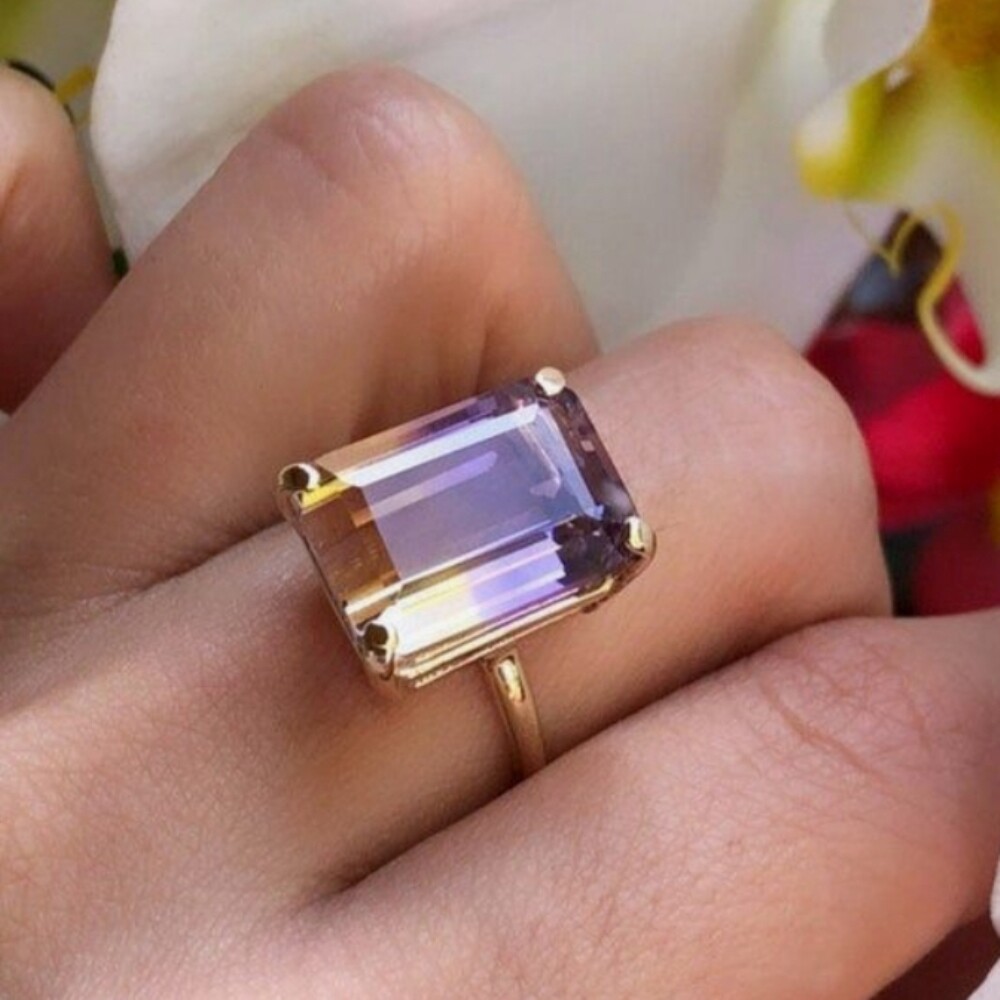 Amatrine Gemstone 925 Sterling Silver Handmade Ring Gift For HerC-571
