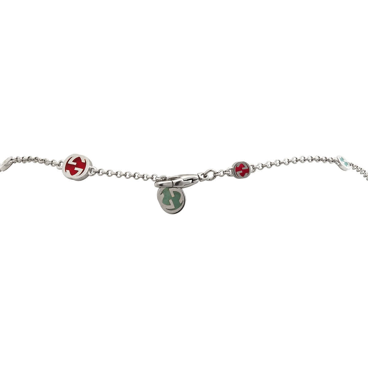 Gucci Sterling Silver Interlocking G Multicoloured Enamel Necklace –