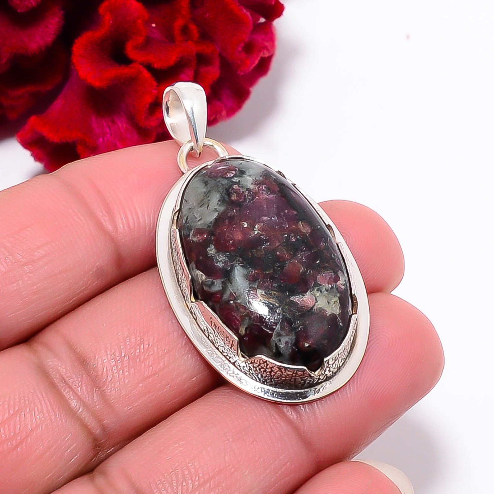 Eudialyte – Russia Gemstone 925 Sterling Silver Pendant 1.79″ P102012