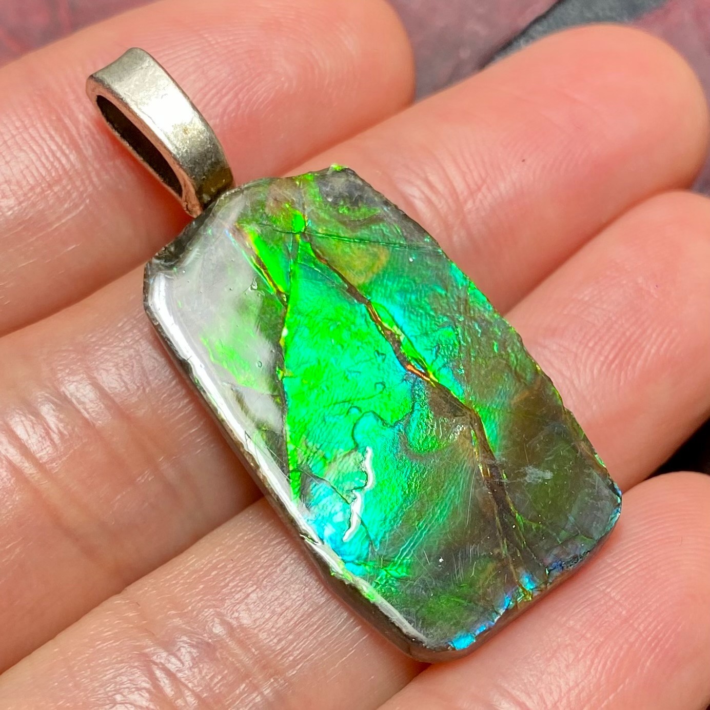 Ammolite Pendant Jewelry Genuine Canadian Gemstone Gift for Mom Multiple Options