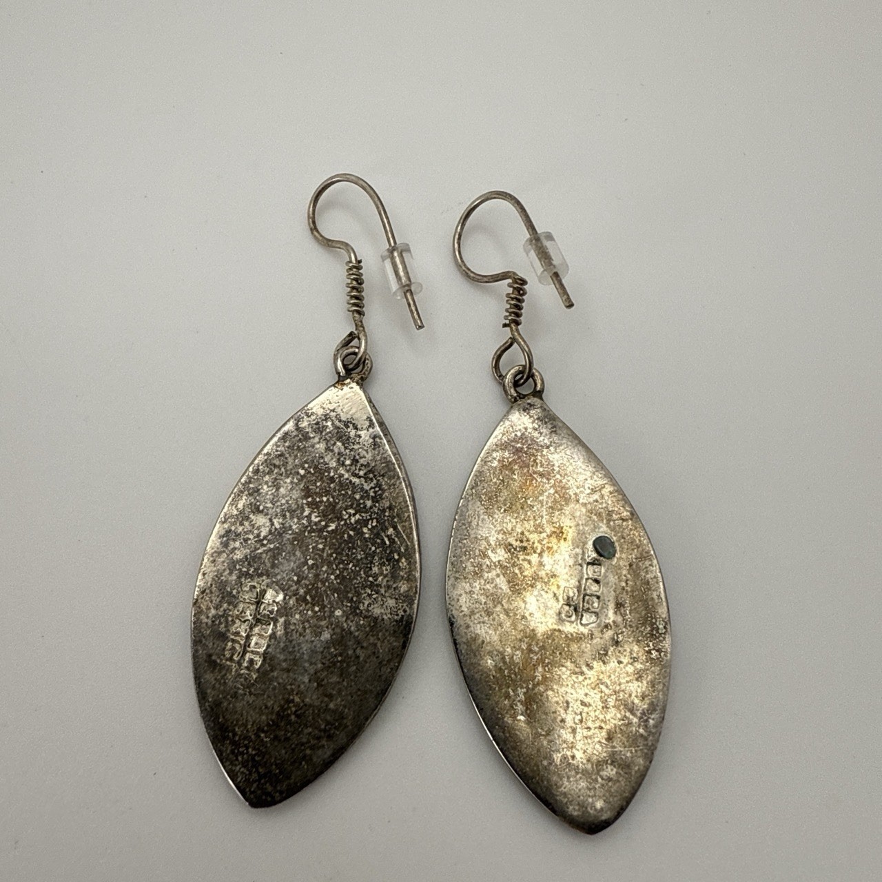 Marquise Abalone Shell Inlay Dangle/Drop Earrings French Wire Bezel MOP