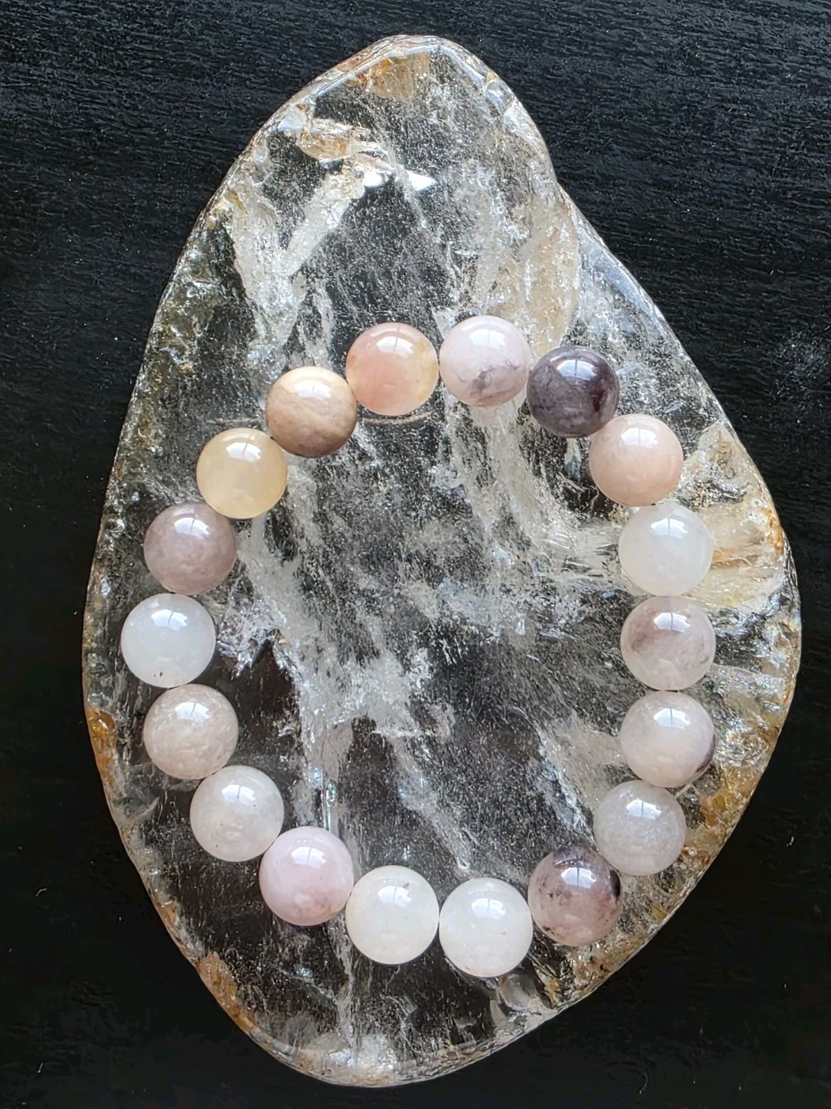 10mm Violet Jade Beaded Bracelet – 6.5″ Stretchy
