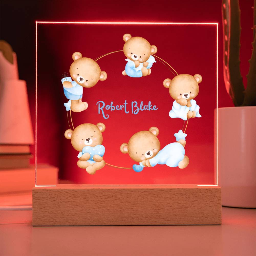Custom night light for baby boy nursery, baby shower gift