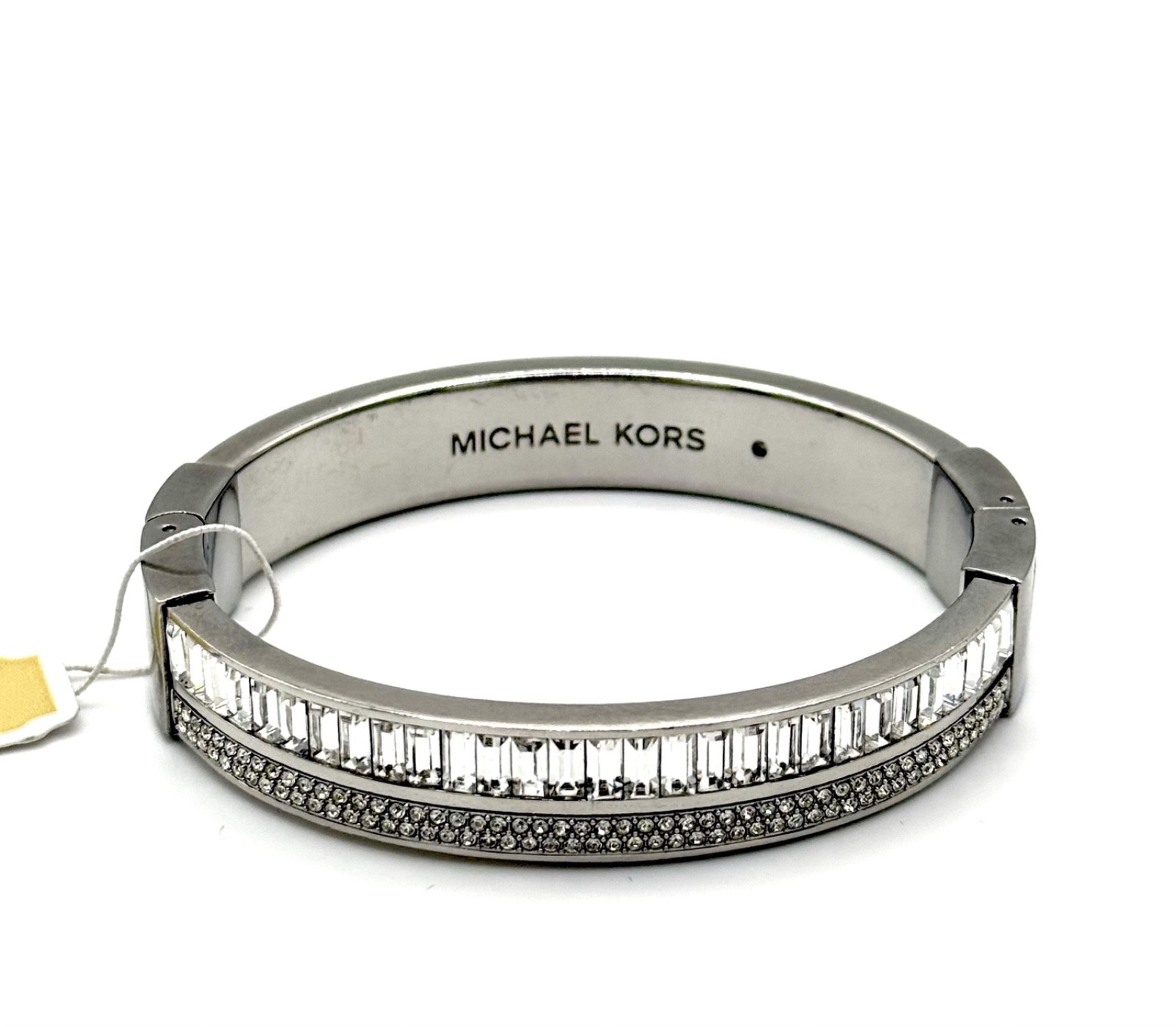 Michael Kors Pave Baguette Hinge Bracelet Silver-tone with Push Clasp Closure