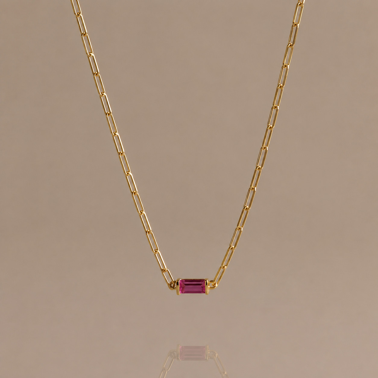 Gold plated necklace Lab created Ruby sapphire Jewelry for women