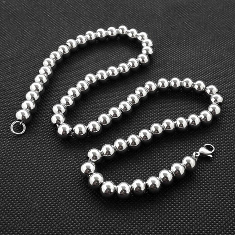 4/6/8/10mm Real Stainless Steel Solid Heavy Bead Ball Chain Necklace Link