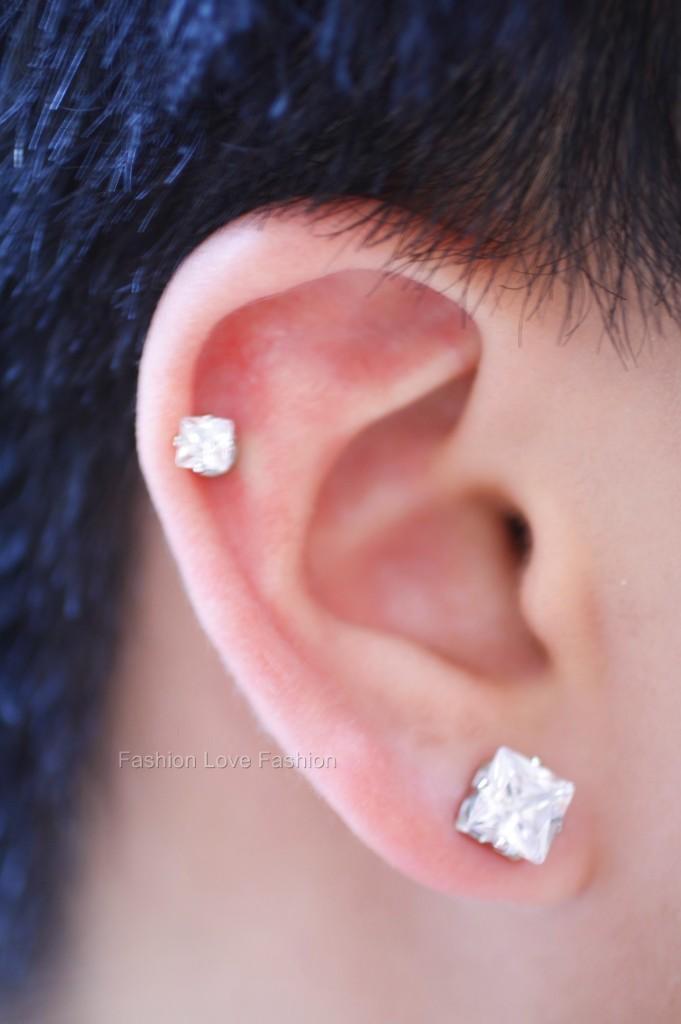 3 PAIRS,CLEAR,MAGNETIC STUD EARRINGS,ROUND/SQUARE 4~9MM Men Women
