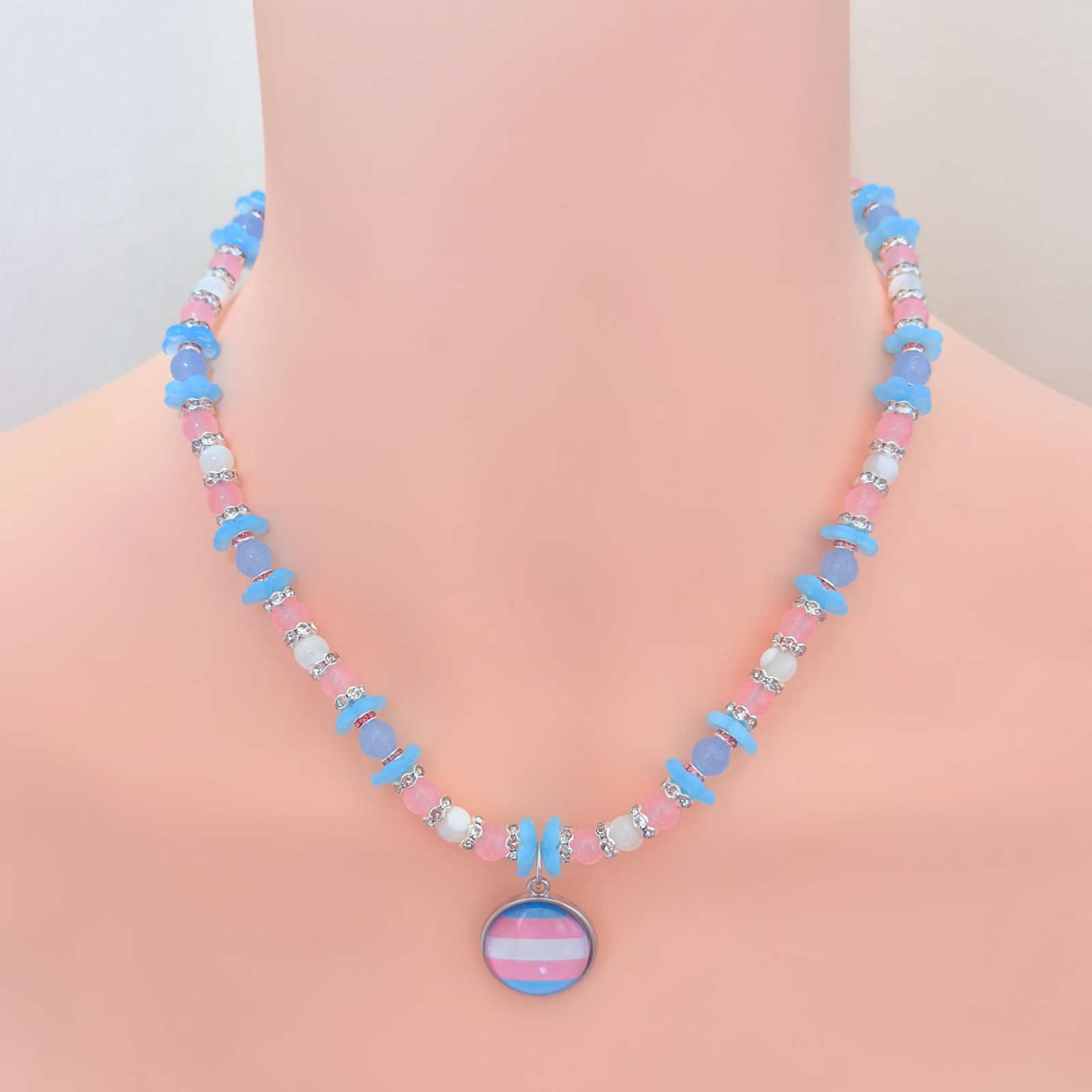 Transgender Pride Gemstone Necklace | LGBTQIA+ Gift