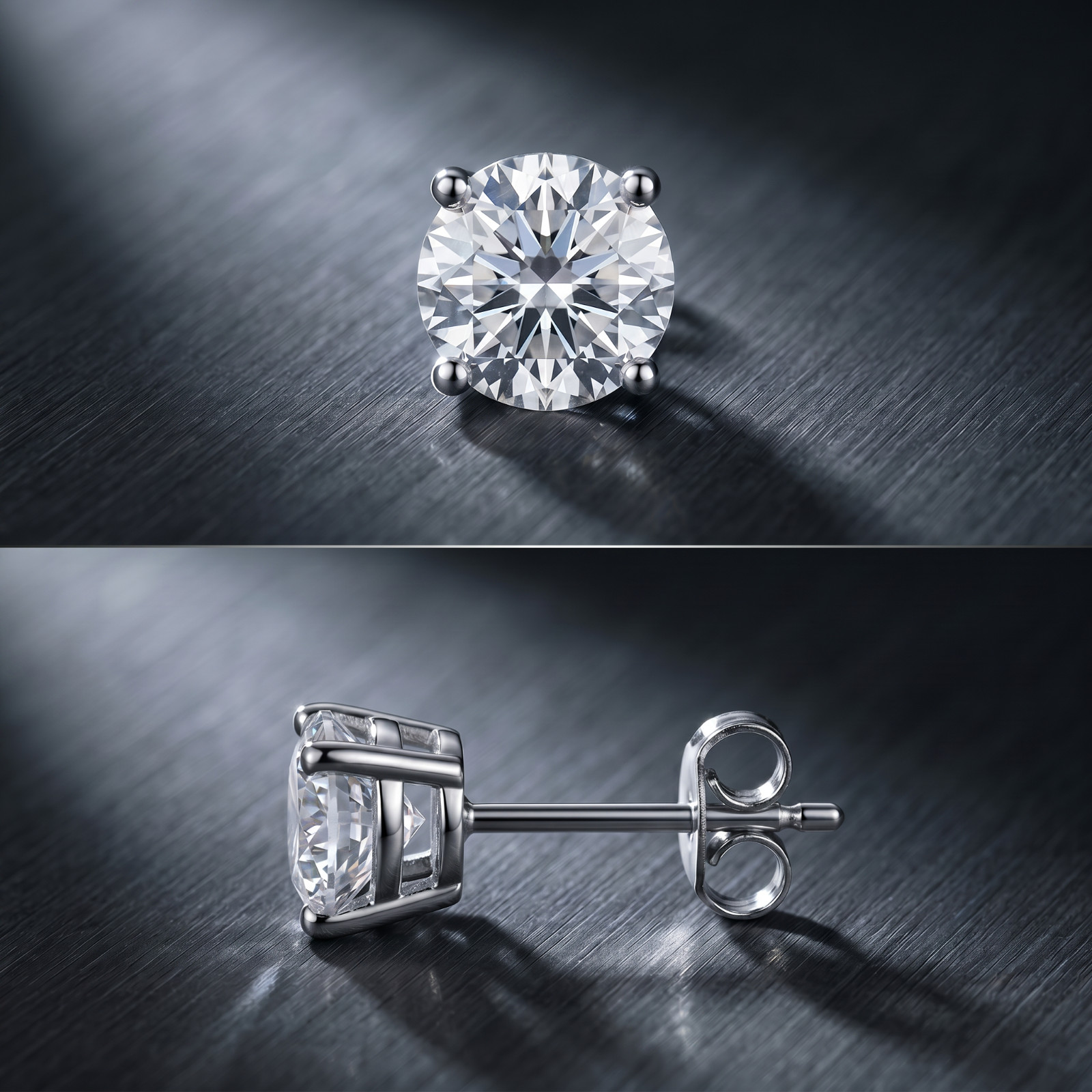 Sterling Silver 925 Brilliant Round Cut Clear CZ Men Women Ear Stud Earrings