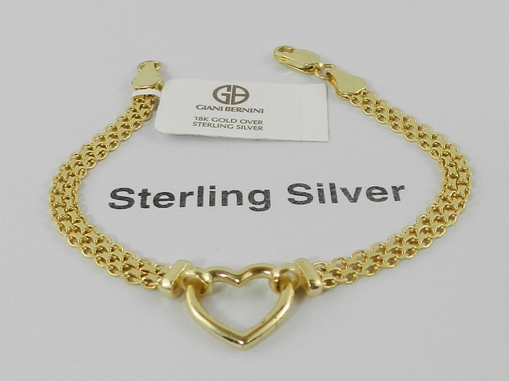 Giani Bernini Heart Bismark Chain Bracelet 18K Gold over Sterling Silver