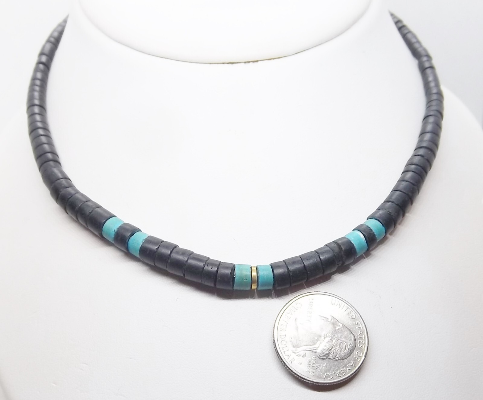 Black -w- Color Accent Beaded Surfer Style 17 in. Necklace … Choice of Color