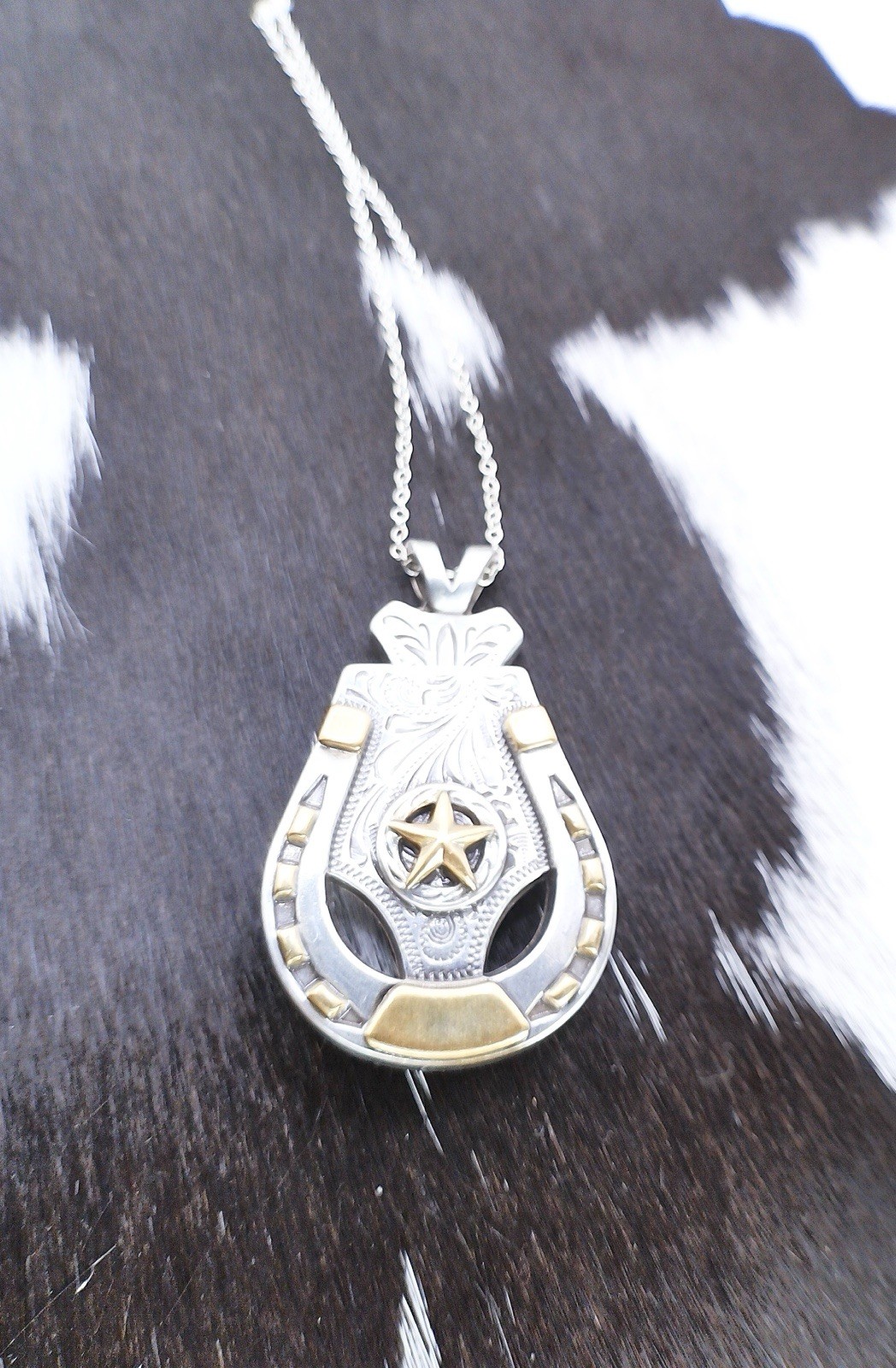 Convertable Western Horseshoe Concho Necklace 925 Sterling Silver Chain Jewelry
