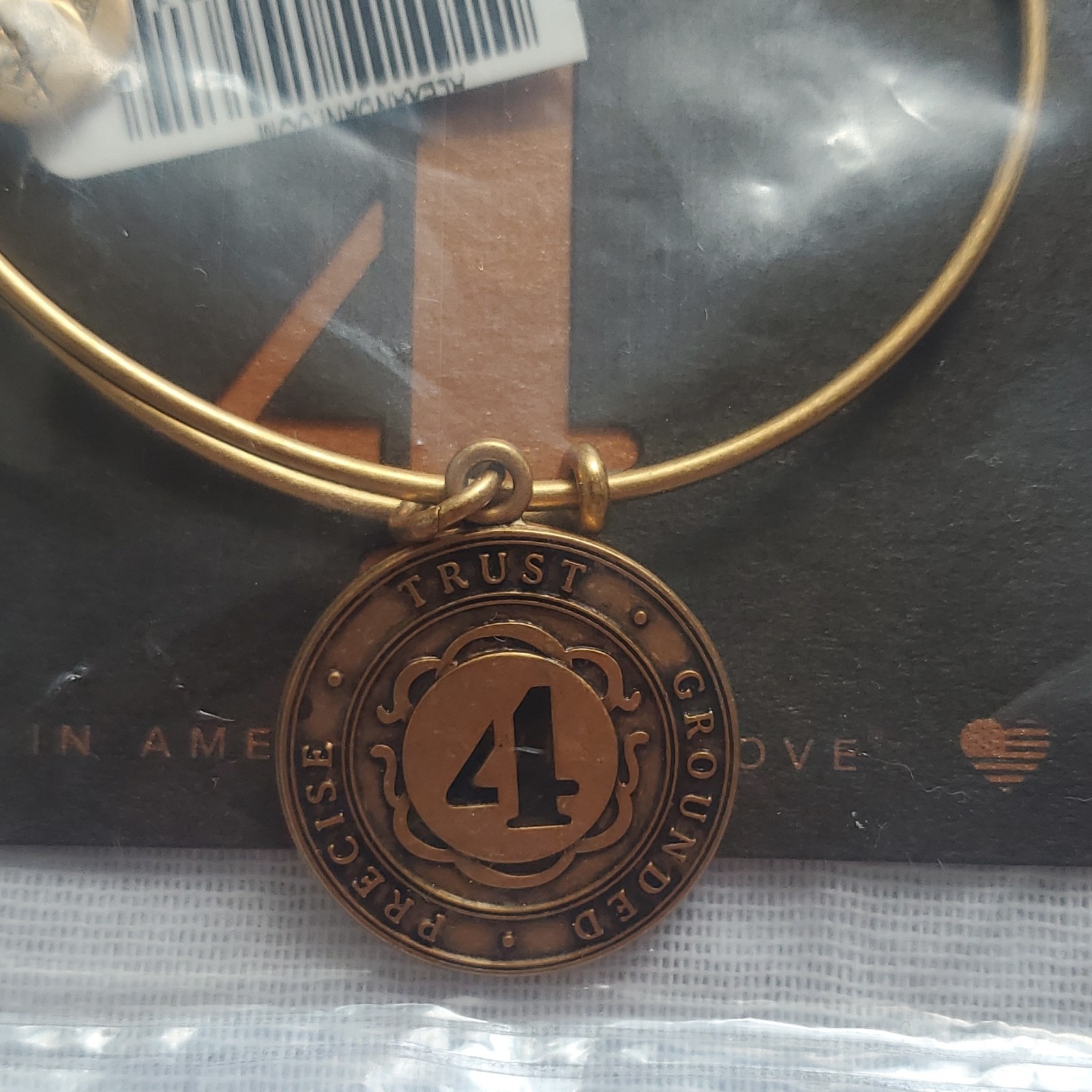 Alex & Ani Numerology, #4 Stability and Security, Gold Bracelet, New.