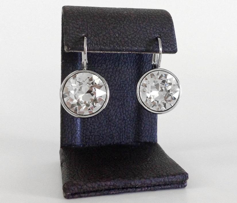 Bella Earrings Made With Genuine Swarovski Crystals Silver Plated Bezel Lever