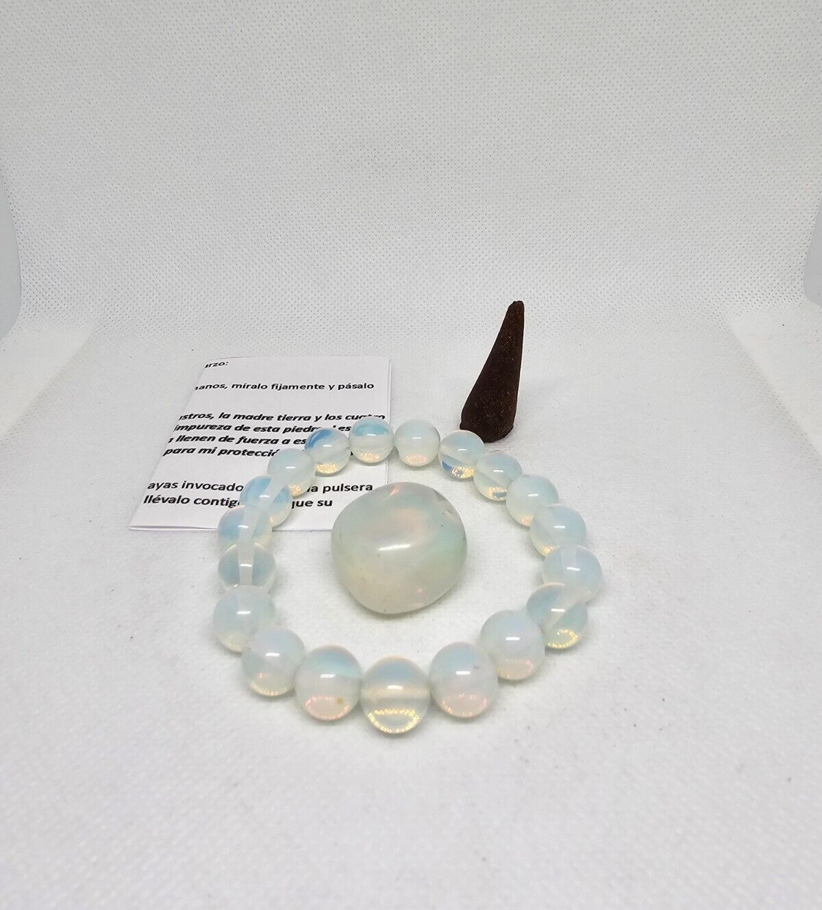 PULSERA CUARZO LUNA MAS PIEDRA CUARZO BUENAS ENERGIAS SUERTE PROTECCION
