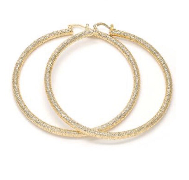 Women 4mm 14K Gold Filled Diamond Cut Medium Large Round Hoop Earrings 50mm 60mm