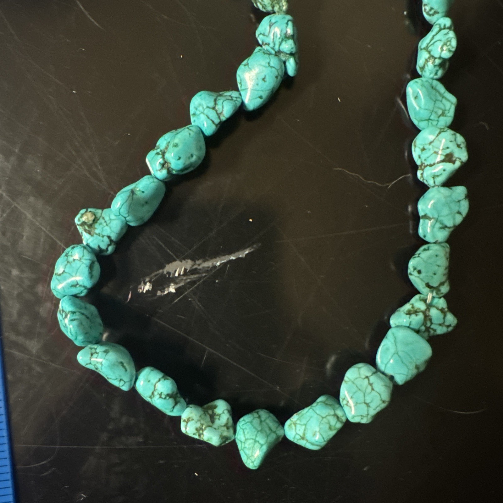 Block Turquoise Tie Back Necklace