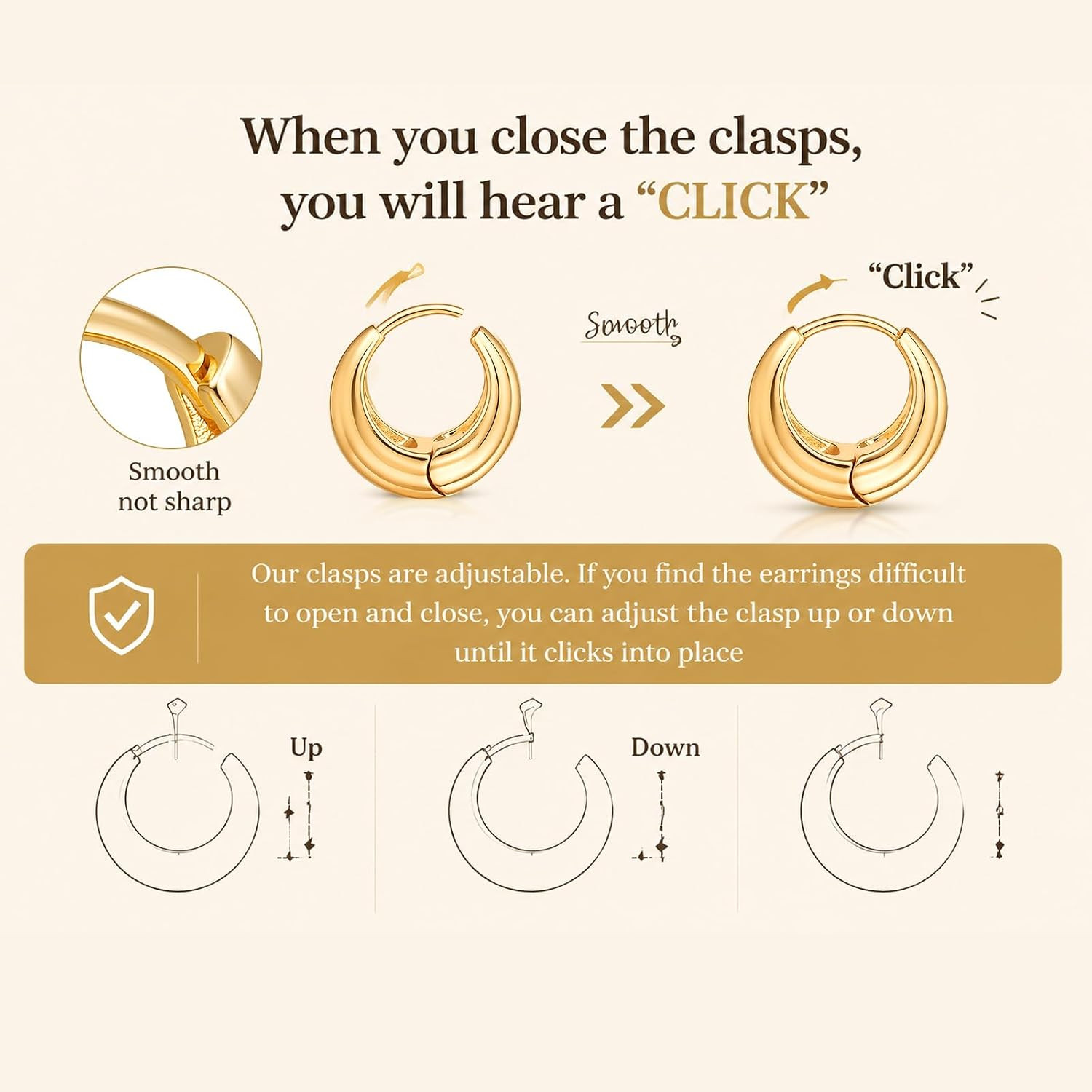 3Pcs Stackable Earrings Set for Multiple Piercings – Gold & Silver Plated Huggie