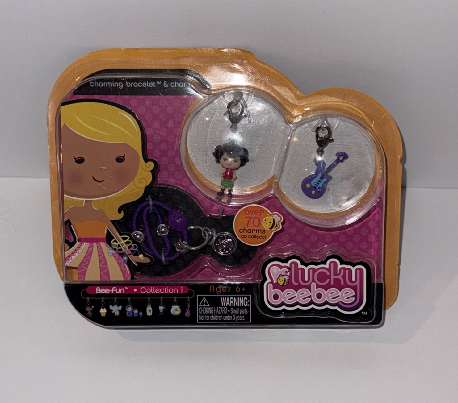 NEW Lucky BeeBee Bee-Fun Collection 1 Girl & Guitar Charms & Charming Bracelet