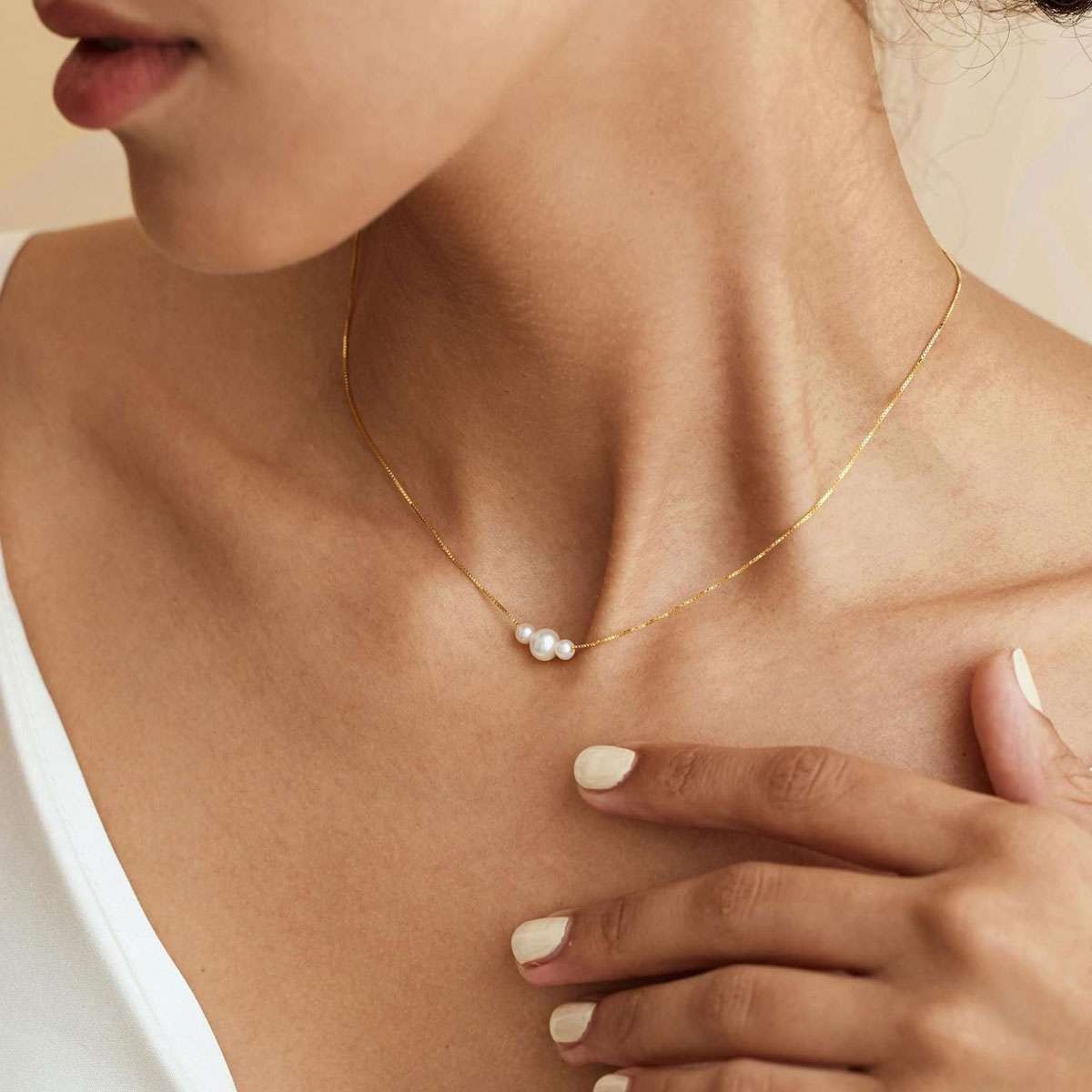 4 style Women Gold Plated Freshwater Pearl Beaded Chain Necklace 17.7in w/Box