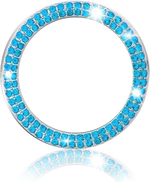 Blue Crystal Push Start Engine Button Cover, Rhinestone Start Stop Color: Blue
