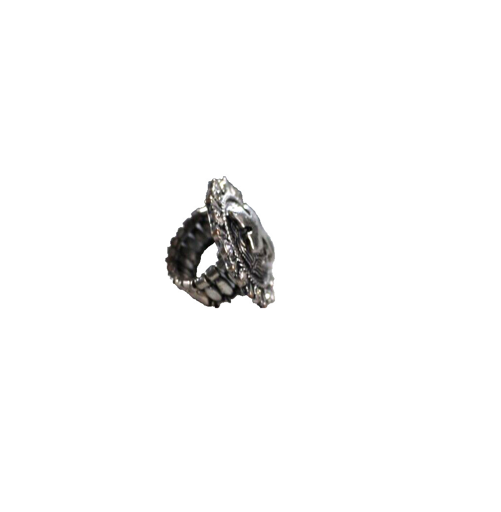 Western Womens Ring 1.25 in Cross Stretch Round Crystal Silver Cowgirl Rodeo