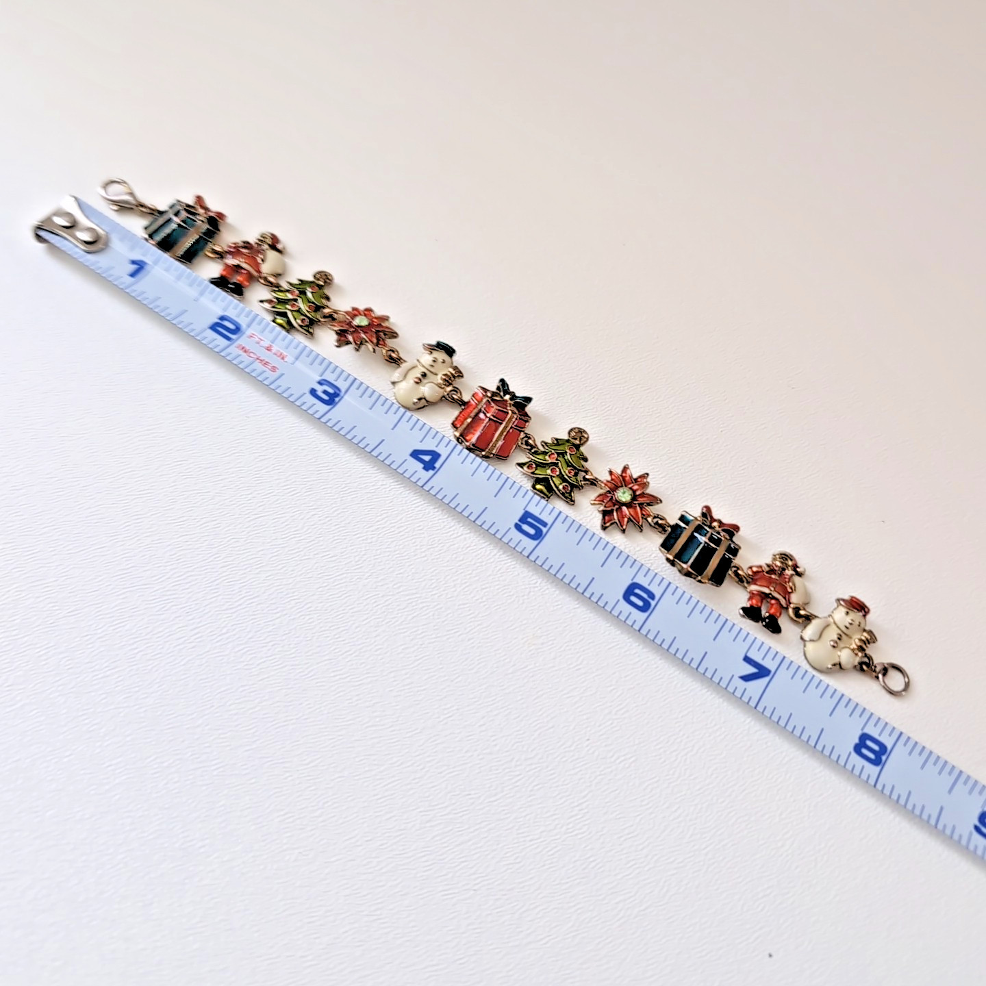 Christopher Radko Charm Bracelet 11 Charms Tree Holley Wreath Snowman Holiday
