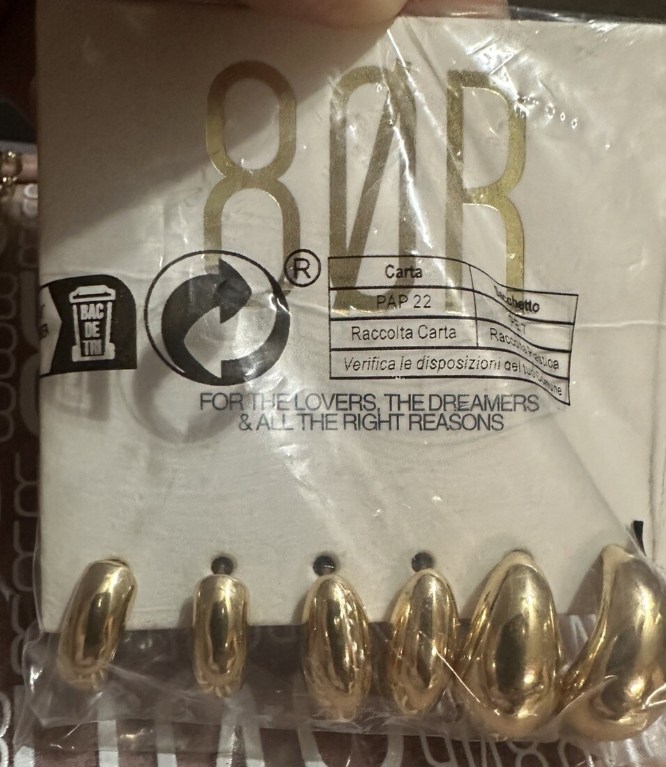 8 Other Reasons Gold Plated Post Back Half Moon ~ 3 Pair Earrings Set ~ New