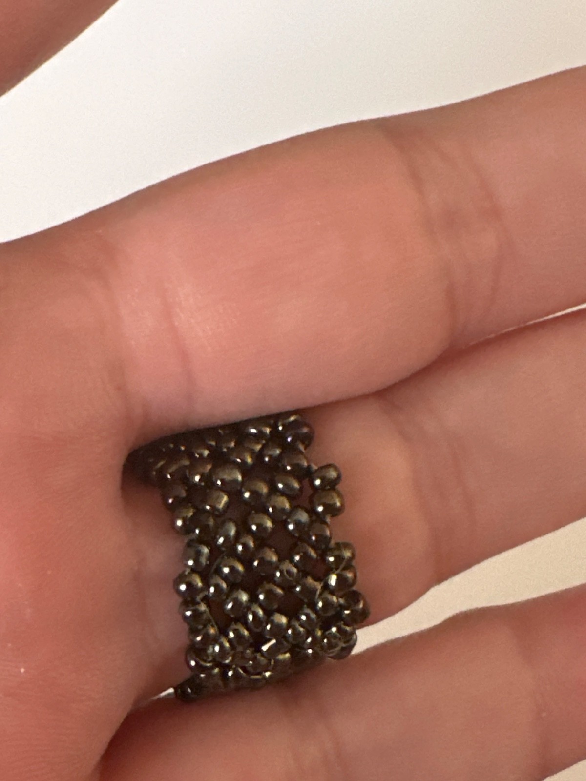 Artisan Hand-Beaded Ring Unique Handcrafted Boho Ring