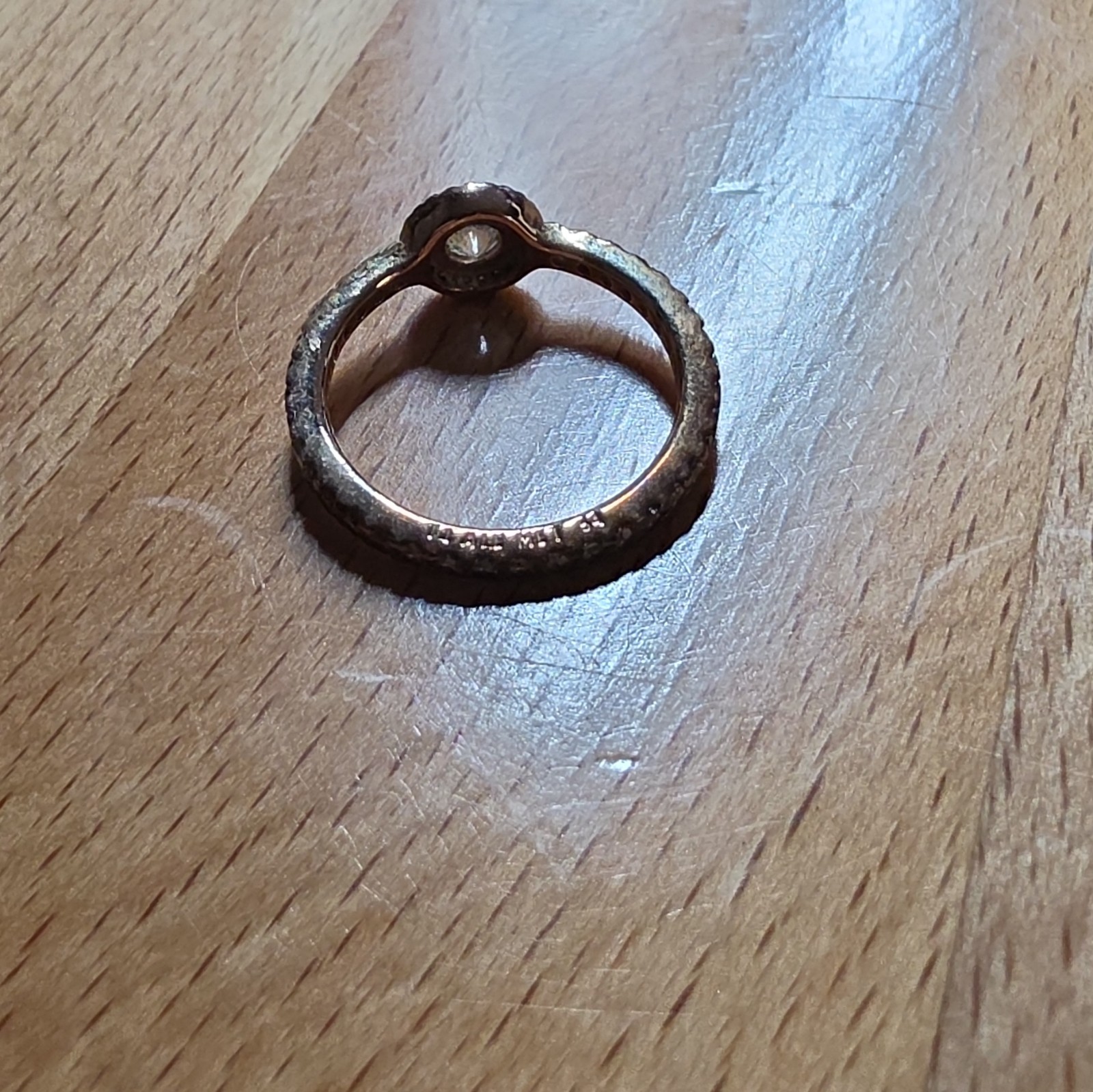 PANDORA Rose Gold Tone Round Clear Stone Band Ring Size 7 in Pandora Box