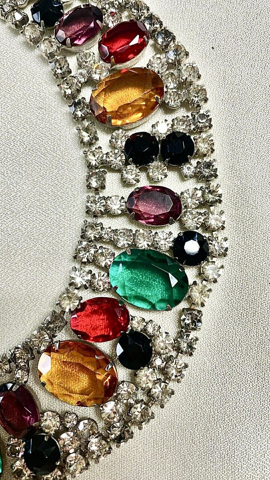 Stunning Multicolored Huge Rhinestone DeLizza & Elster Bib Necklace for KJL (?)
