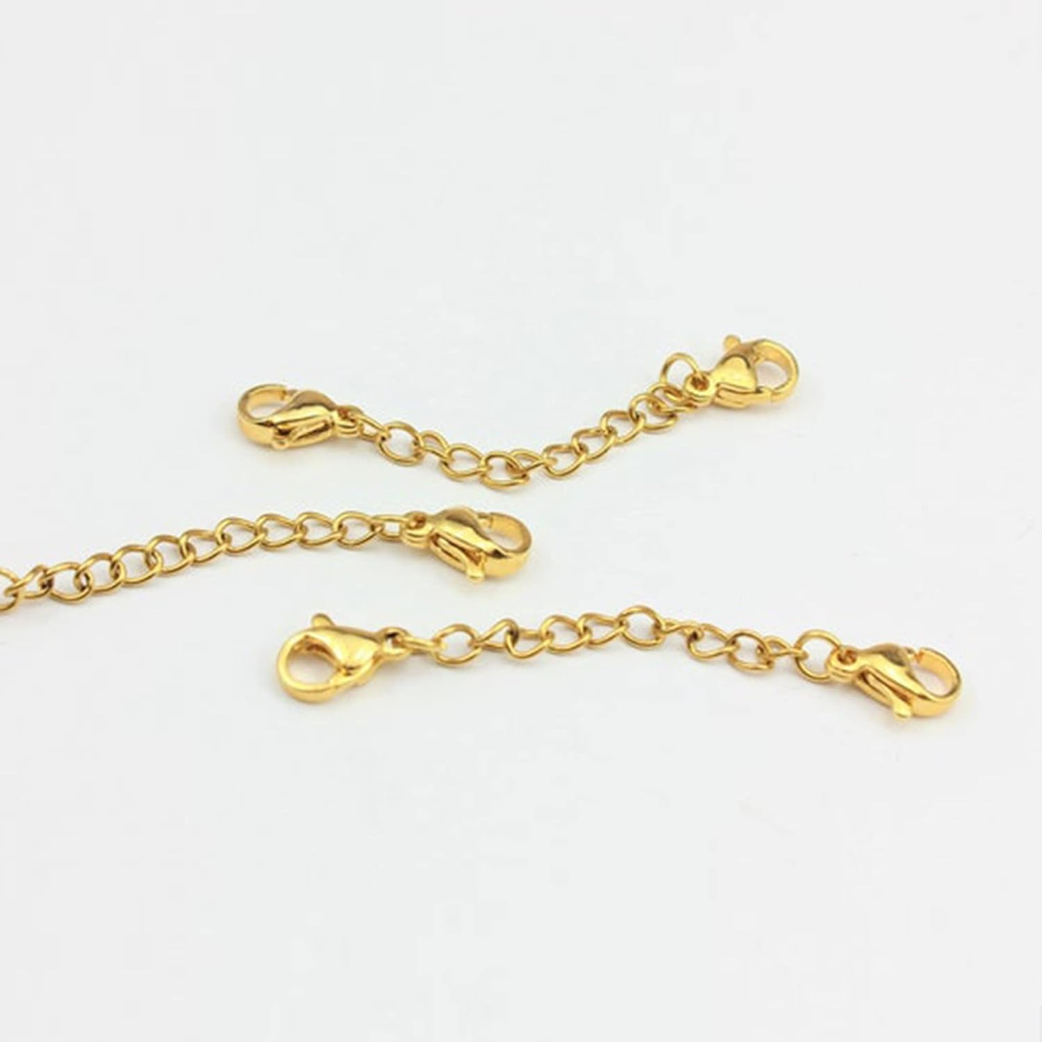 3Pcs 14K Gold Plated Necklace Extenders Solid Brass Chain Extension 1″ 2″ 3″