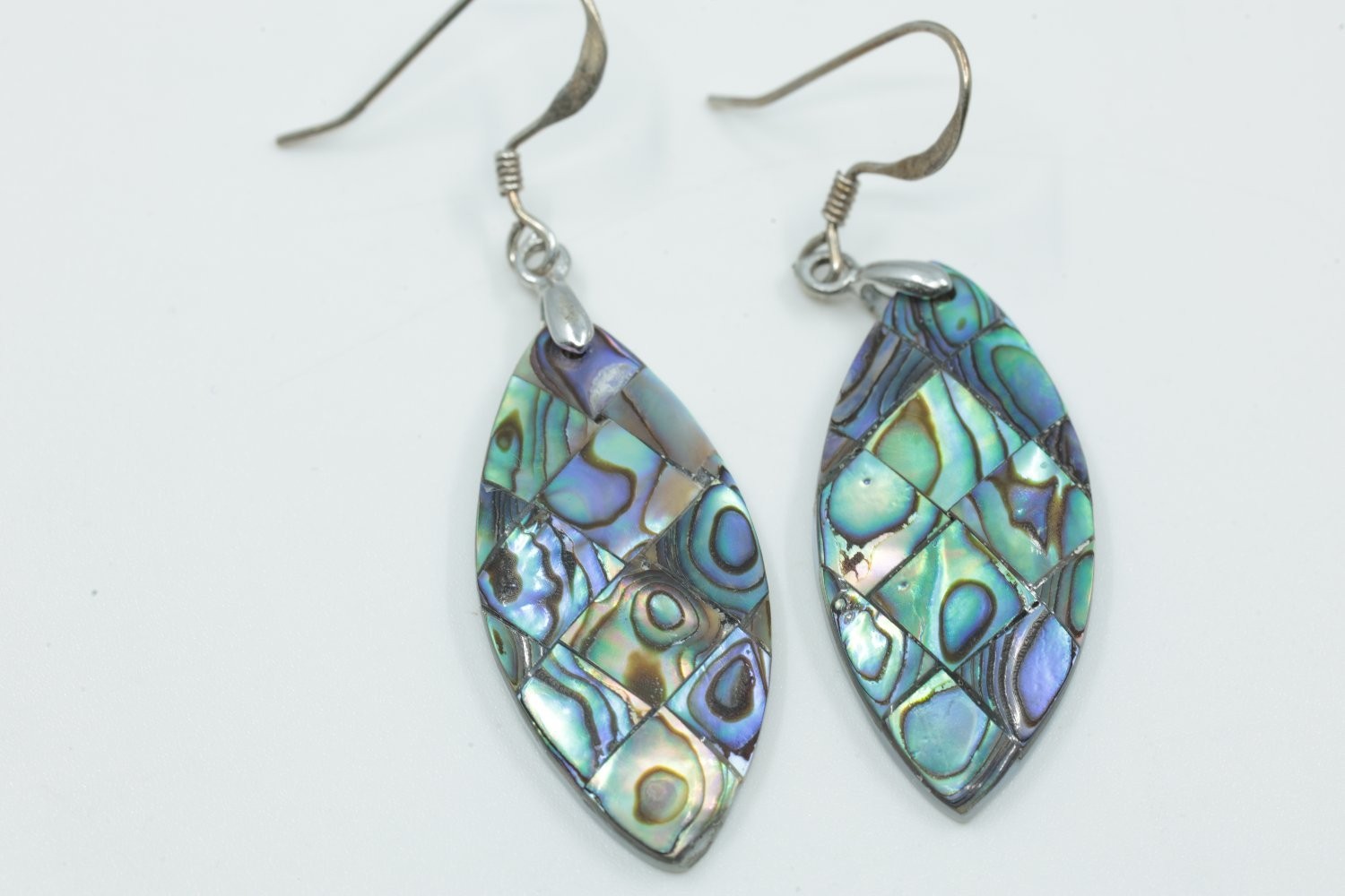 Earrings Medium Multicolor Shell Vintage Abalone Dangle Drop