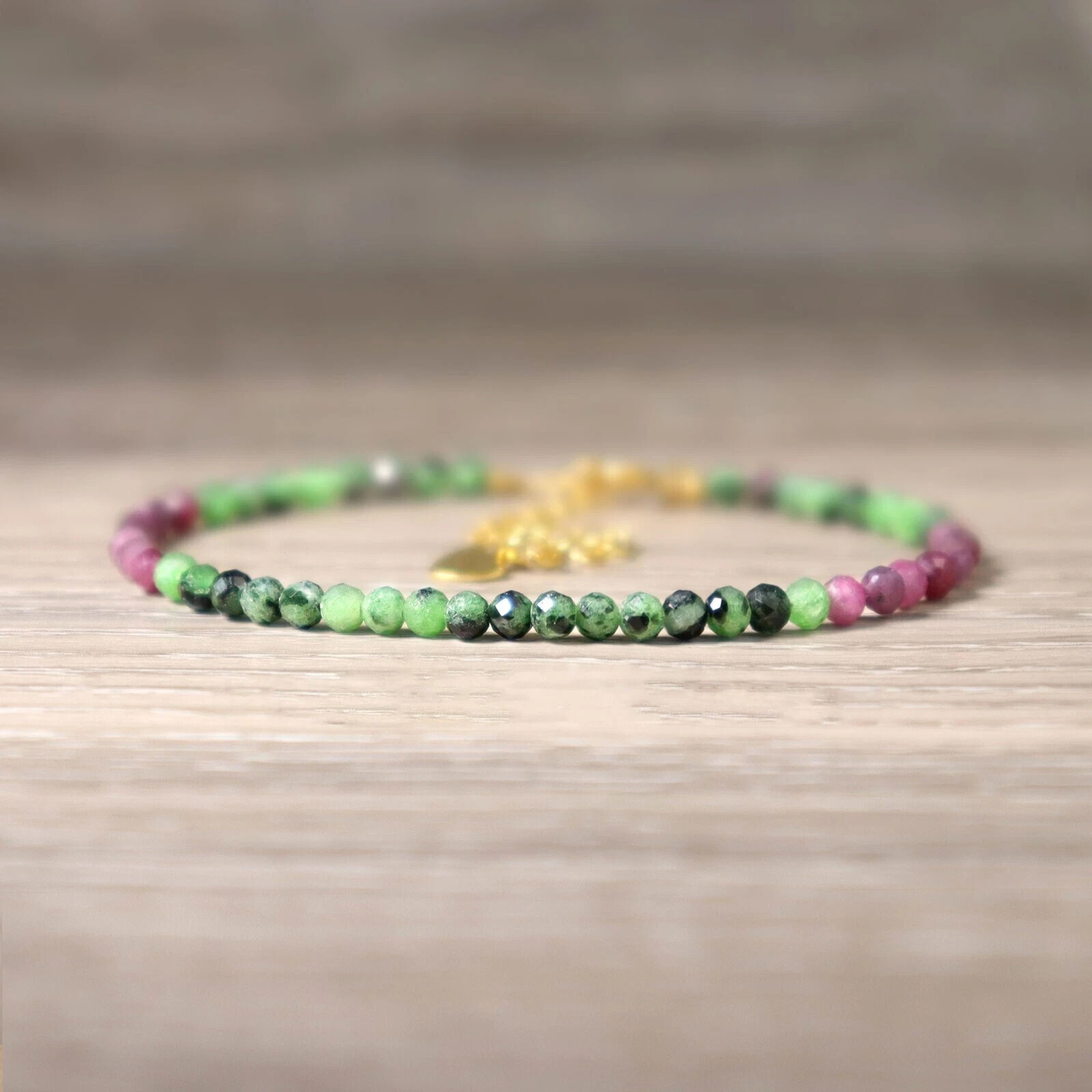 3MM Ruby Zoisite Beads Healing Dainty Simple Women Sterling Silver Bracelet Gift