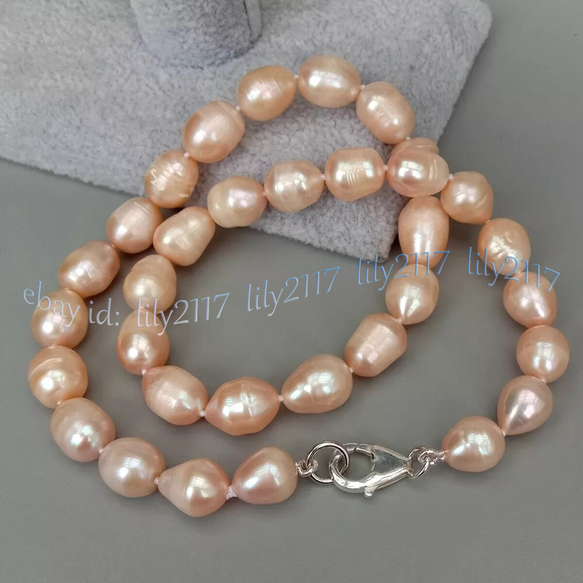 Natural White Black Gray Pink Purple Rice Cultured Pearl Necklace Silver Clasp