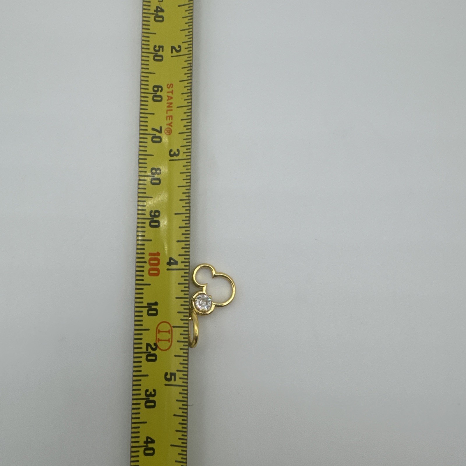 Mickey Mouse Gold Tone Dangle Charm W/ Cubic Zerconia Accent