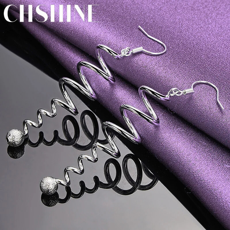 CHSHINE 925 Sterling Silver Spiral Earrings For Women Fashion Charm Jewelry
