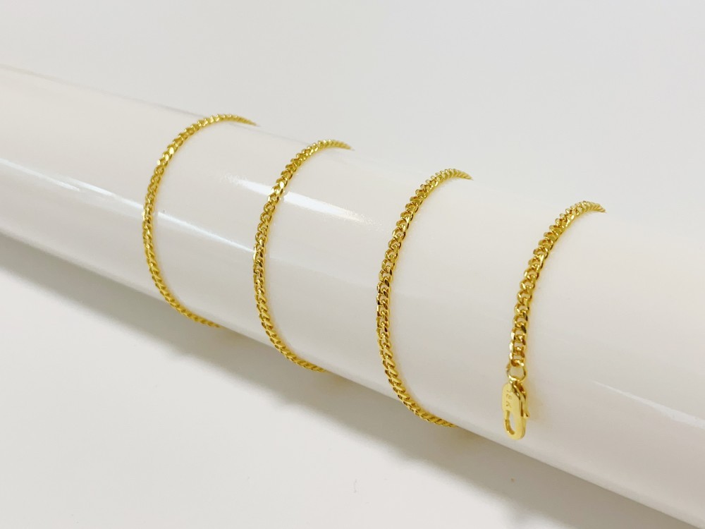 18K Yellow Gold SOLID Curb Cuban Necklace Bracelet Chain Link Real 3mm 18in