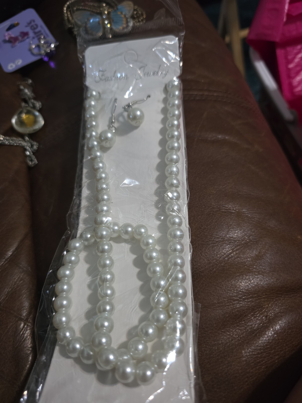 Jewelry Fashion New Set Earrings Bracelet And Necklace Faux Pearl