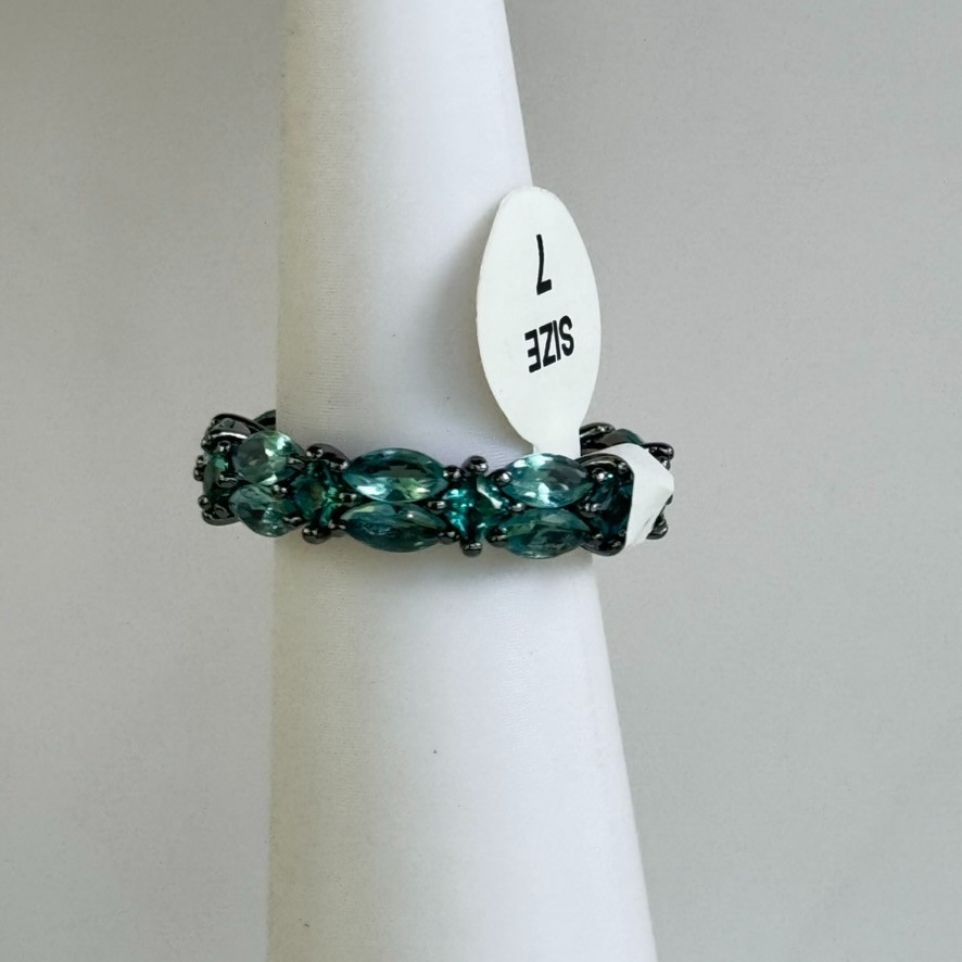 Bomb Party Sirens Veil of The Abyss Pariba on Hematite Ring Sz 7