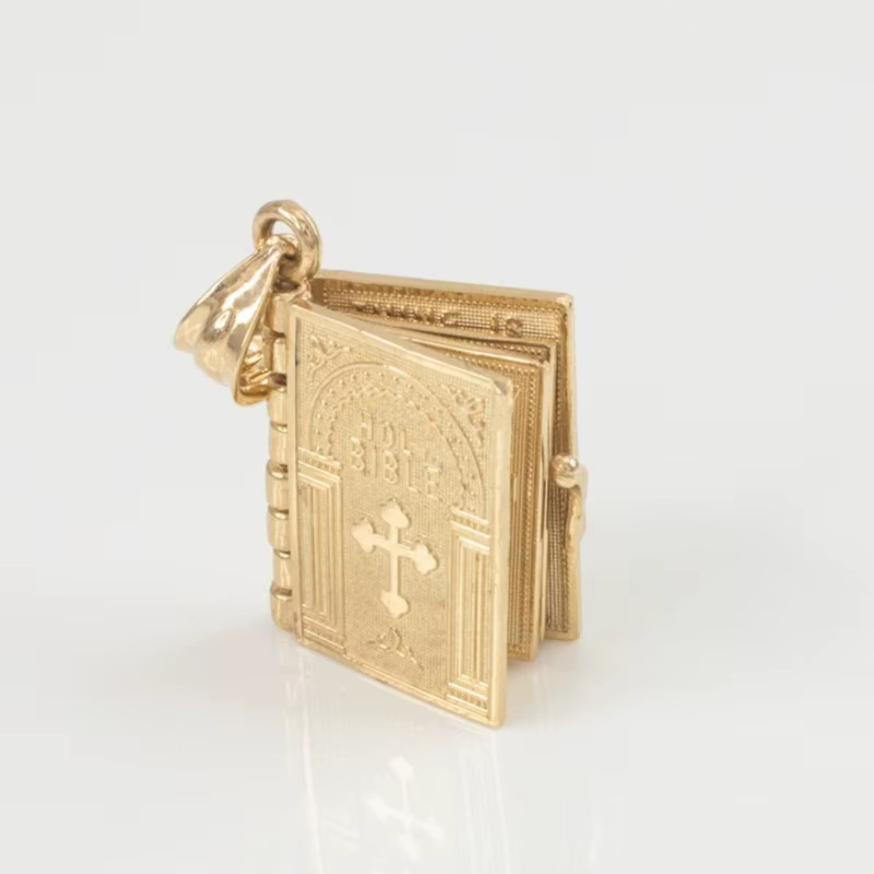 Holy Bible Pendant – Religious Necklace – Gold Tone Book Charm Necklaces 62