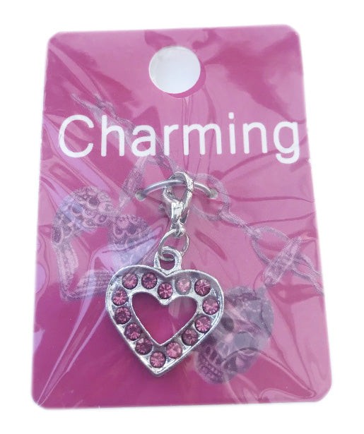 Rose Heart Lobster Clasp Clip On Charm For Bracelets