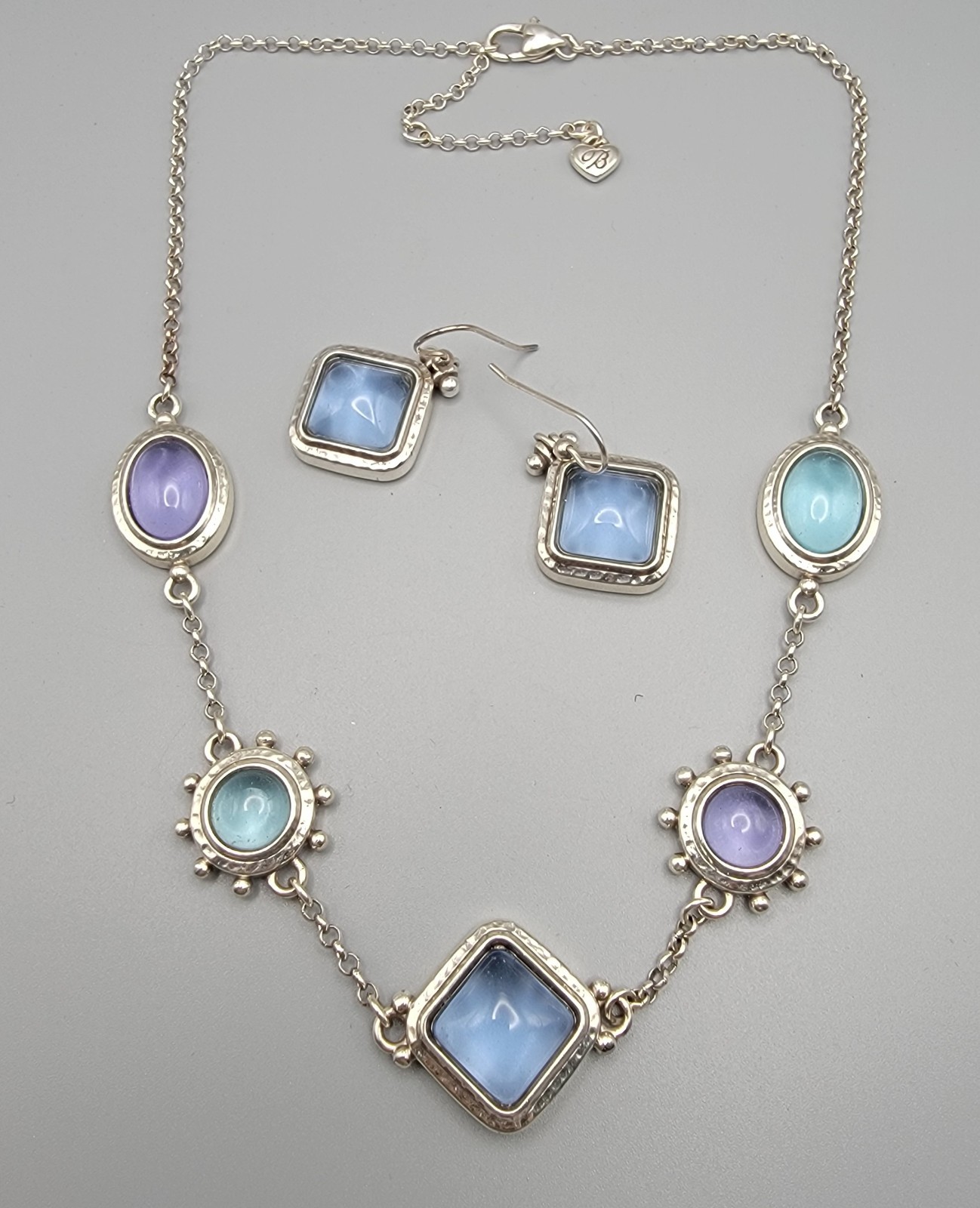 Brighton Jules Short Necklace Hinged Earrings Set Roman Artifacts Design